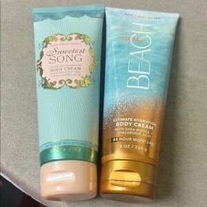 Bath & Body Works Sweetest Song & At the Beach Body Cream Duo
